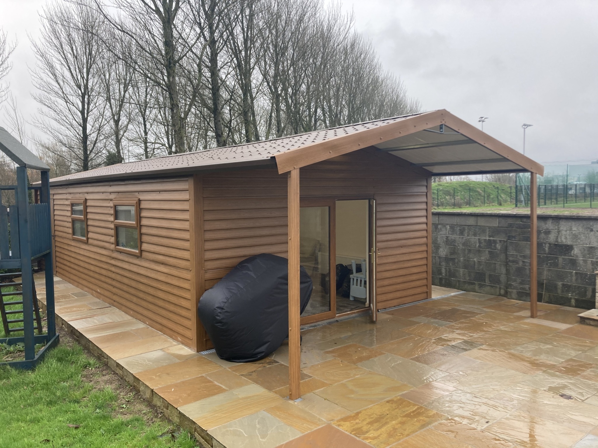 15 Woodgrain Insulated Garage Extended Roof