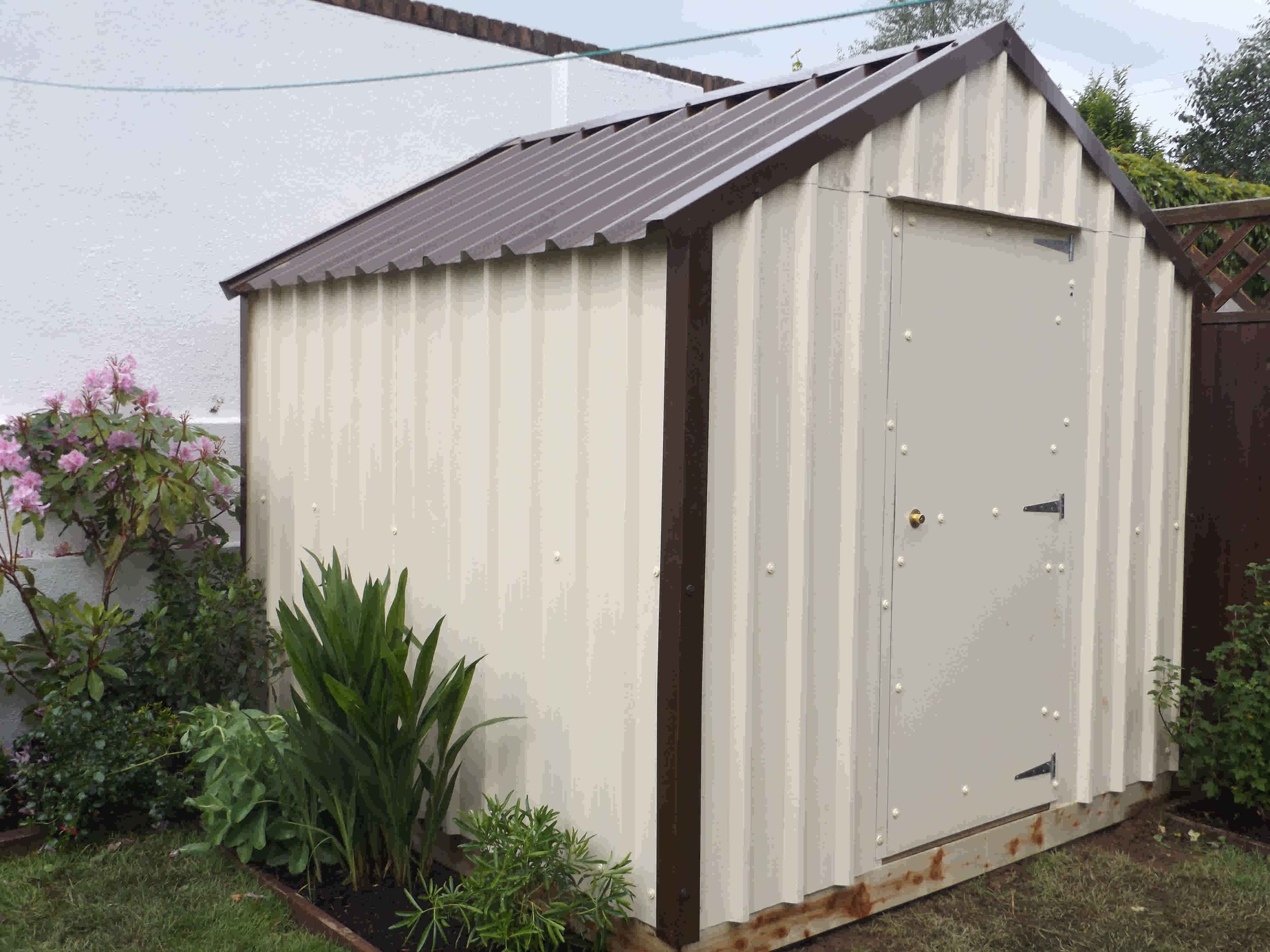 01 Cream Brown Trim 8x6 Steel Timber Frame