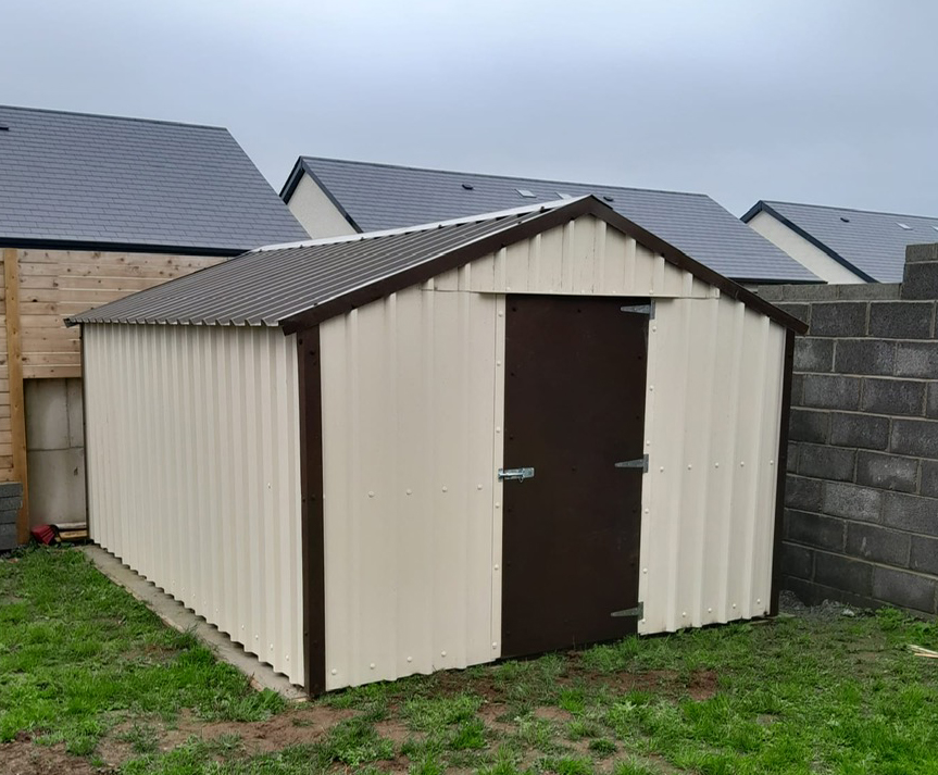 11 Cream Brown Trim 12x10 Steel Timber Frame